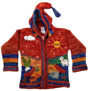 Gaupo Kids Sz 2 Knit Zipper Animal Hoodie